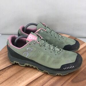 On Cloudventure Trail Running Shoes Womens Size 10.5 Green Pink Waterproof